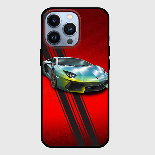 Чехол iPhone 13 Pro Итальянский суперкар Lamborghini Reventon / 3D-Черный – фото 1