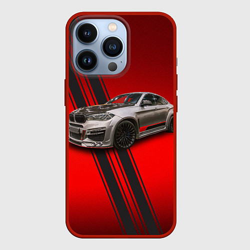 Чехол iPhone 13 Pro Немецкий кроссовер BMW X6 2007 года / 3D-Красный – фото 1