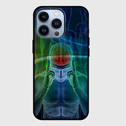 Чехол для iPhone 13 Pro Человеческий мозг и импульсы, цвет: 3D-черный