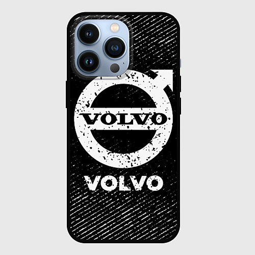 Чехол iPhone 13 Pro Volvo с потертостями на темном фоне / 3D-Черный – фото 1