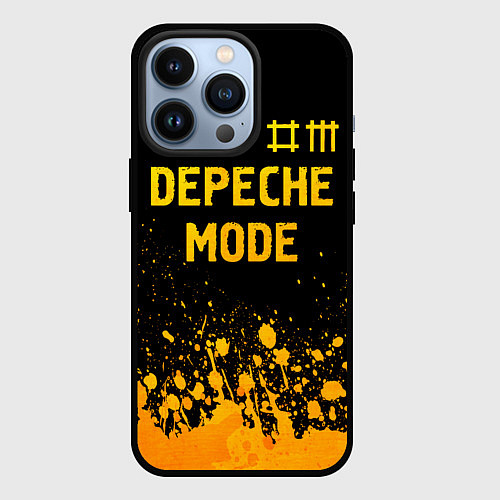 Чехол iPhone 13 Pro Depeche Mode - gold gradient: символ сверху / 3D-Черный – фото 1