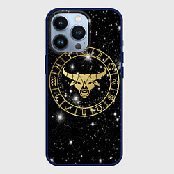 Чехол iPhone 13 Pro Телец золотой на звездном небе