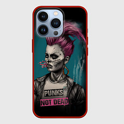 Чехол для iPhone 13 Pro Punks no dead girl, цвет: 3D-красный