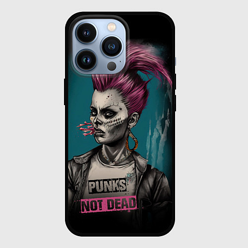 Чехол iPhone 13 Pro Punks no dead girl / 3D-Черный – фото 1