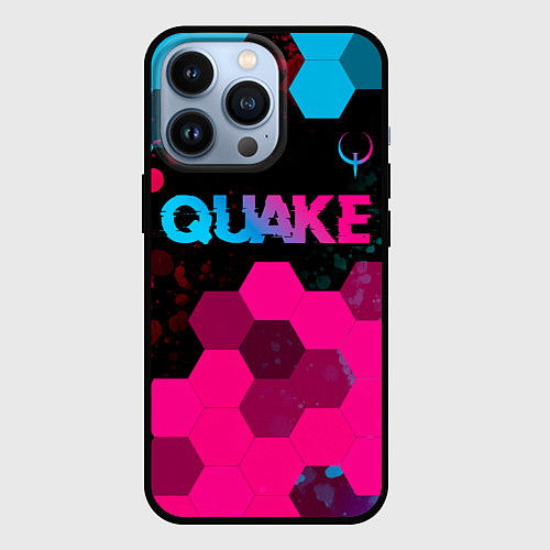 Чехол iPhone 13 Pro Quake - neon gradient: символ сверху / 3D-Черный – фото 1