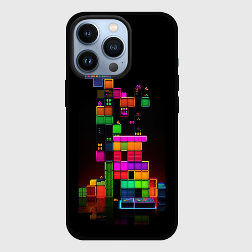 Чехол iPhone 13 Pro Яркий тетрис / 3D-Черный – фото 1