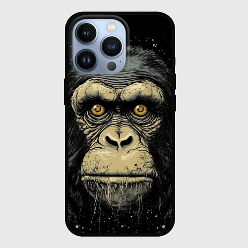 Чехол iPhone 13 Pro Портрет обезьяны: арт нейросети / 3D-Черный – фото 1