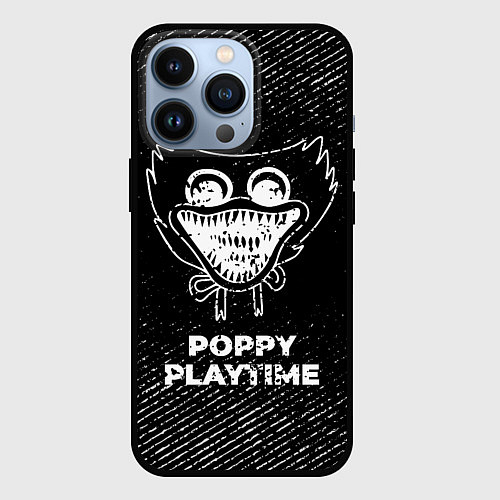 Чехол iPhone 13 Pro Poppy Playtime с потертостями на темном фоне / 3D-Черный – фото 1