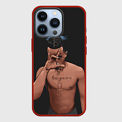 Чехол для iPhone 13 Pro XXXTentacion арт, цвет: 3D-красный