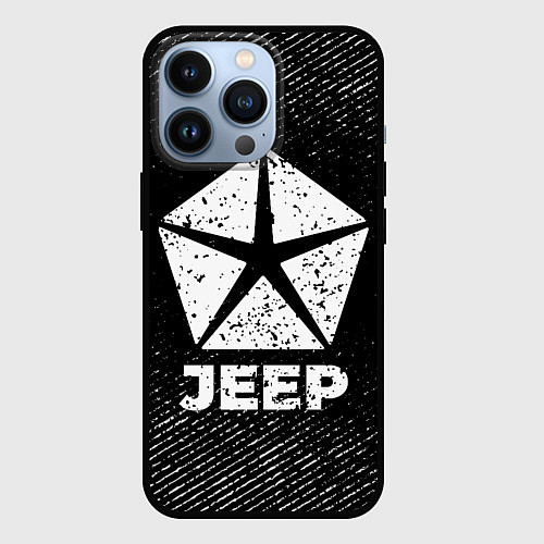 Чехол iPhone 13 Pro Jeep с потертостями на темном фоне / 3D-Черный – фото 1