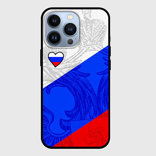 Чехол iPhone 13 Pro Сердечко - Россия / 3D-Черный – фото 1