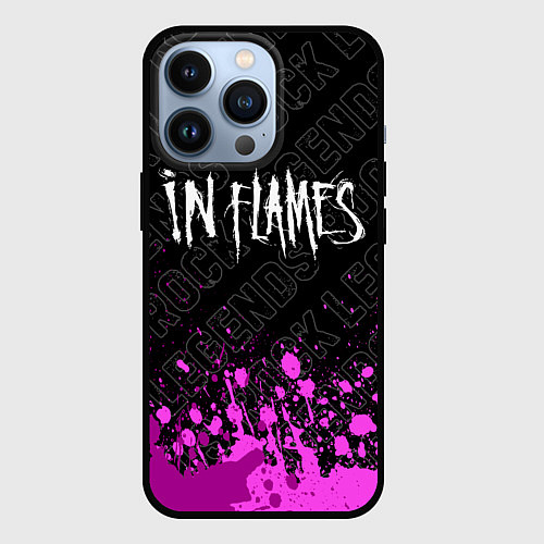 Чехол iPhone 13 Pro In Flames rock legends: символ сверху / 3D-Черный – фото 1