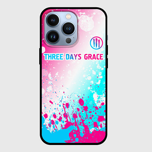 Чехол iPhone 13 Pro Three Days Grace neon gradient style: символ сверх / 3D-Черный – фото 1