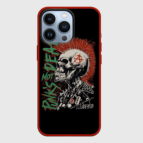 Чехол iPhone 13 Pro Punks not dead / 3D-Красный – фото 1