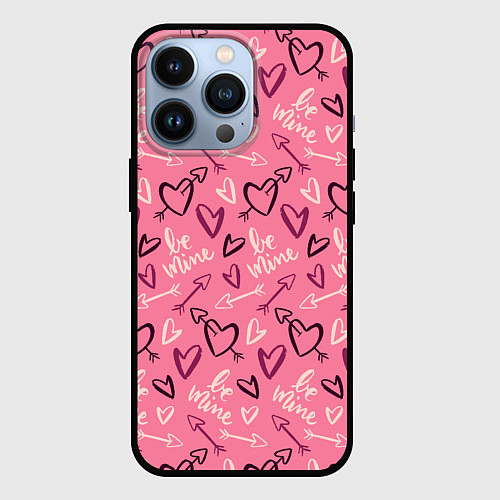 Чехол iPhone 13 Pro Be mine паттерн / 3D-Черный – фото 1