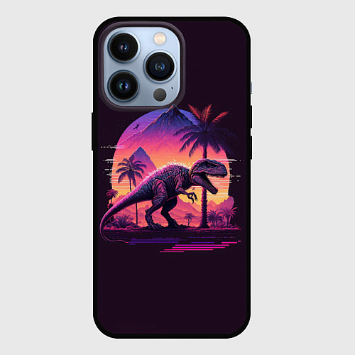 Чехол iPhone 13 Pro Retrowave Trex / 3D-Черный – фото 1