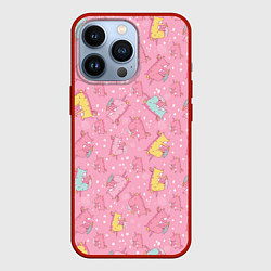 Чехол для iPhone 13 Pro Милый единорог паттерн, цвет: 3D-красный