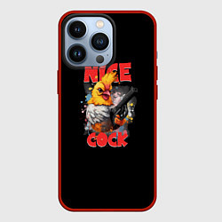Чехол для iPhone 13 Pro Chicken gun nice cock, цвет: 3D-красный