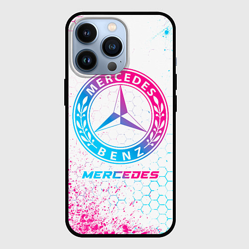 Чехол iPhone 13 Pro Mercedes neon gradient style / 3D-Черный – фото 1