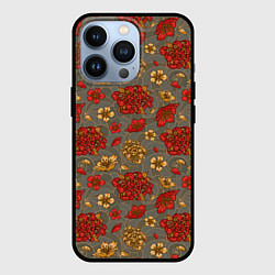 Чехол для iPhone 13 Pro Японские цветы-пионы, цвет: 3D-черный