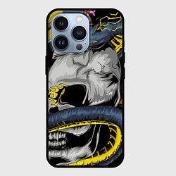 Чехол для iPhone 13 Pro Череп и змей, цвет: 3D-черный