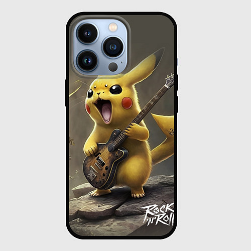Чехол iPhone 13 Pro Pikachu rock / 3D-Черный – фото 1