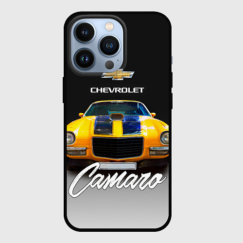 Чехол iPhone 13 Pro Американский спорткар Camaro 1970 года / 3D-Черный – фото 1