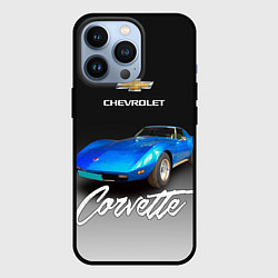 Чехол для iPhone 13 Pro Синий Chevrolet Corvette 70-х годов, цвет: 3D-черный