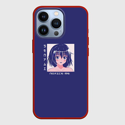 Чехол iPhone 13 Pro Аниме девушка, senpai notice me / 3D-Красный – фото 1