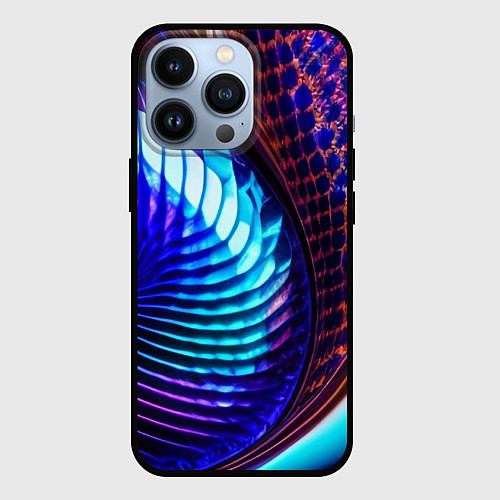 Чехол iPhone 13 Pro Неоновый водоворот / 3D-Черный – фото 1