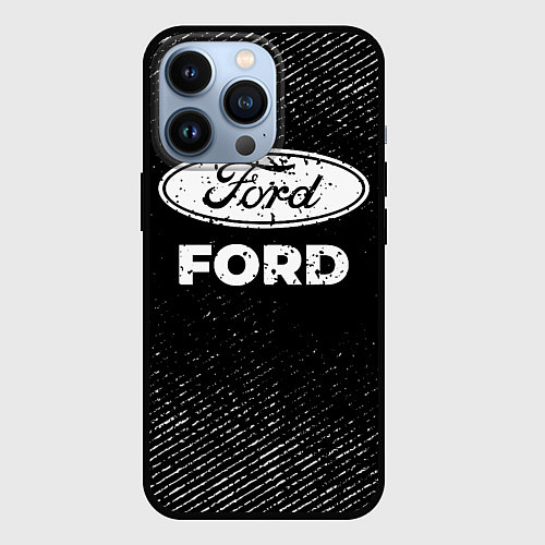 Чехол iPhone 13 Pro Ford с потертостями на темном фоне / 3D-Черный – фото 1