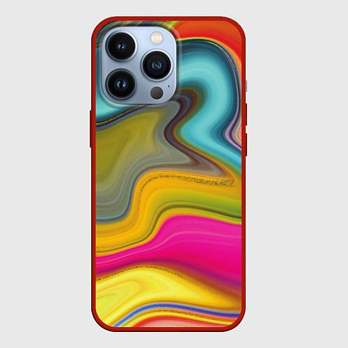 Чехол iPhone 13 Pro Волны цвета / 3D-Красный – фото 1