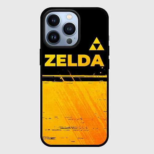 Чехол iPhone 13 Pro Zelda - gold gradient: символ сверху / 3D-Черный – фото 1