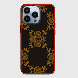 Чехол для iPhone 13 Pro Позолоченный паттерн, цвет: 3D-красный