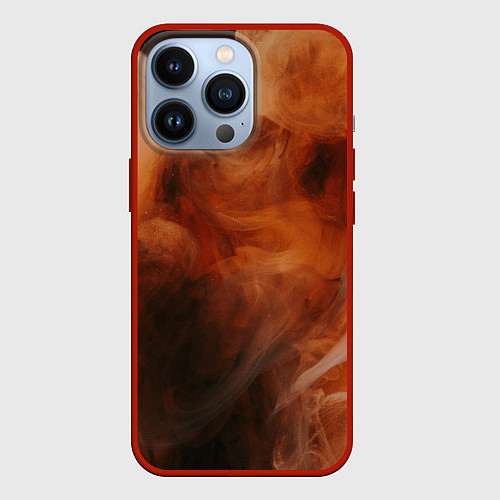 Чехол iPhone 13 Pro Оранжевый абстрактный дым / 3D-Красный – фото 1