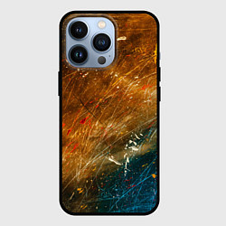 Чехол iPhone 13 Pro Оранжевые и синие краски