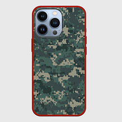 Чехол iPhone 13 Pro Зелено-серый камуфляжный фон