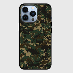 Чехол для iPhone 13 Pro Зелено - коричневый камуфляж, цвет: 3D-черный