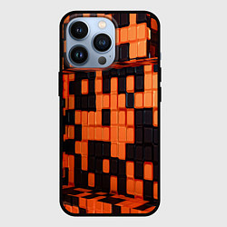 Чехол для iPhone 13 Pro Чёрные и оранжевые кубики, цвет: 3D-черный