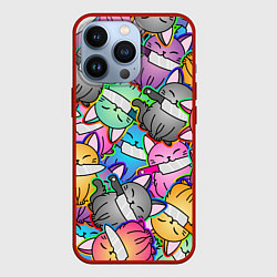 Чехол для iPhone 13 Pro Перенаселение котиков, цвет: 3D-красный