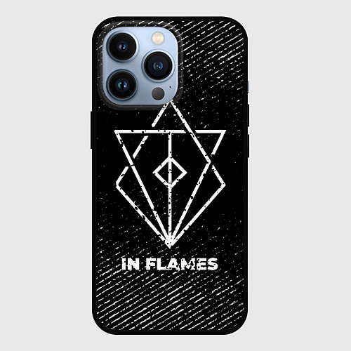 Чехол iPhone 13 Pro In Flames с потертостями на темном фоне / 3D-Черный – фото 1