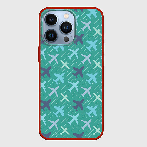 Чехол iPhone 13 Pro Самолётики / 3D-Красный – фото 1