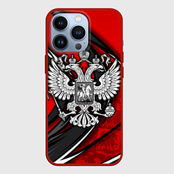 Чехол для iPhone 13 Pro Герб РФ - красная органика, цвет: 3D-красный