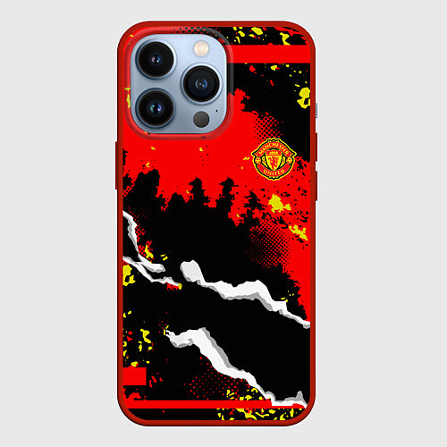 Чехол iPhone 13 Pro ФК Манчестер Юнайтед команда / 3D-Красный – фото 1
