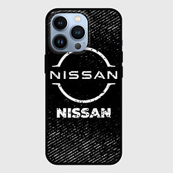 Чехол для iPhone 13 Pro Nissan с потертостями на темном фоне, цвет: 3D-черный