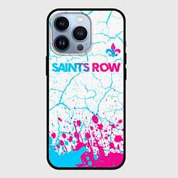 Чехол для iPhone 13 Pro Saints Row neon gradient style: символ сверху, цвет: 3D-черный