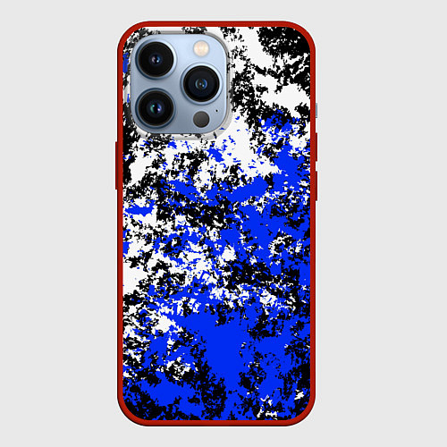 Чехол iPhone 13 Pro Белая и синяя краска / 3D-Красный – фото 1
