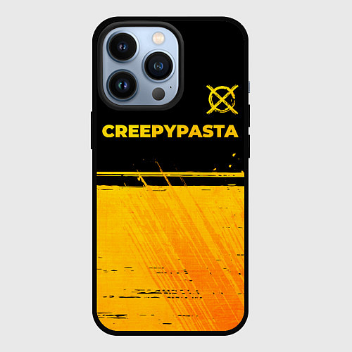 Чехол iPhone 13 Pro CreepyPasta - gold gradient: символ сверху / 3D-Черный – фото 1