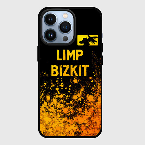 Чехол iPhone 13 Pro Limp Bizkit - gold gradient: символ сверху / 3D-Черный – фото 1
