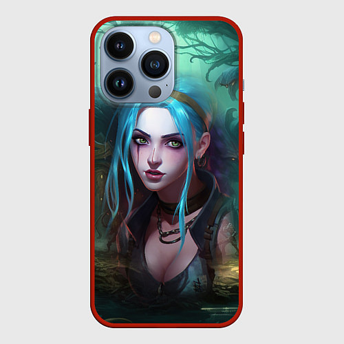 Чехол iPhone 13 Pro Jinx fantasy art Arcane League of Legends / 3D-Красный – фото 1